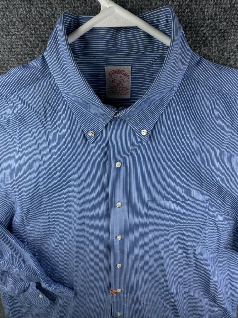 VTG Brooks Brothers 17 33 Striped Blue Button Up Shirt Long Sleeve Men Cotton